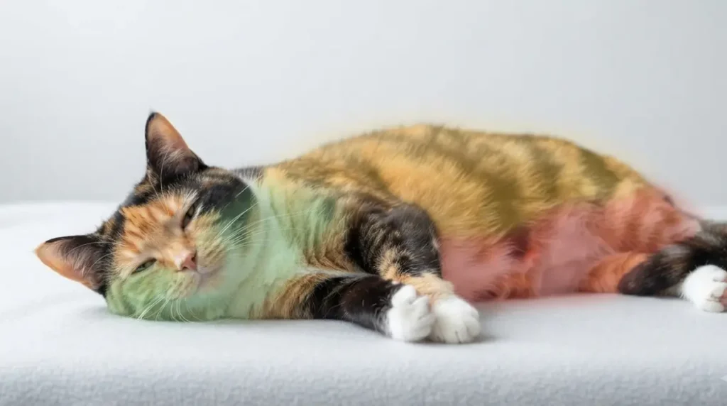 Diagram showing safe and unsafe petting zones on cat body to prevent bite during interaction