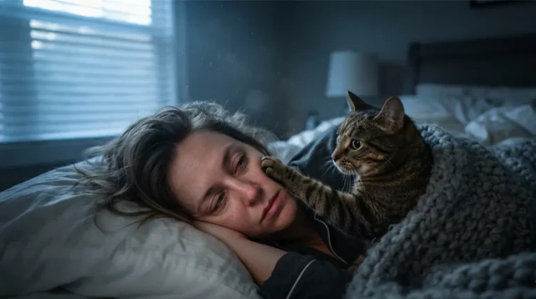 Cat waking owner at 5am in bedroom as part of a 5am wake‑up Reset plan